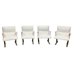 Mid-Century Modern Paar italienische Sessel, weißer Bouclette-Stoff, 1970er Jahre