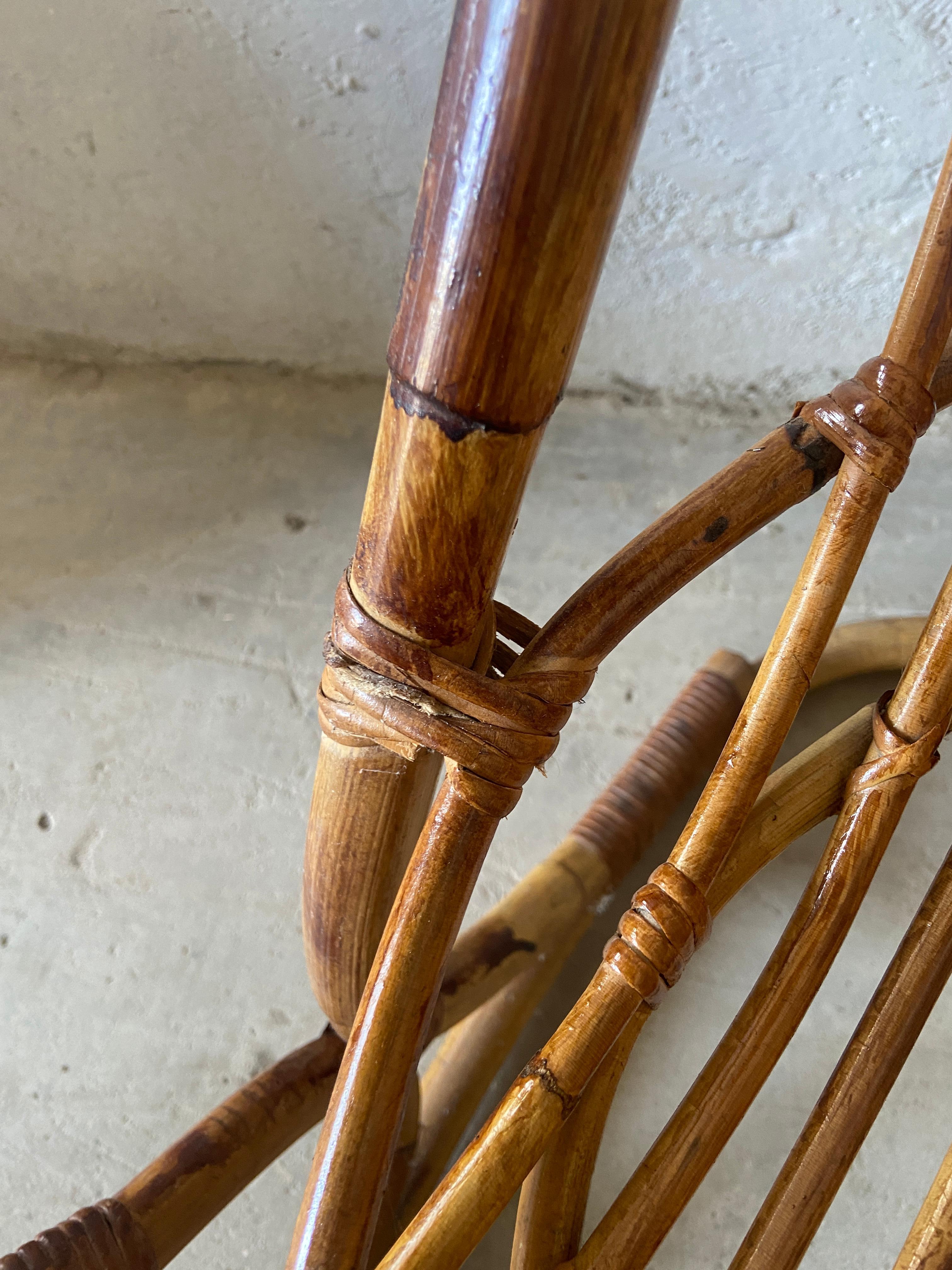 Mid-Century Modern Pair of Italian Bamboo Armchairs by Tito Agnoli 8