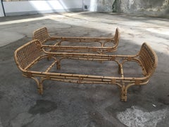 Mid-Century Modern Pair of Italian Bamboo Sofa Beds, 1960s