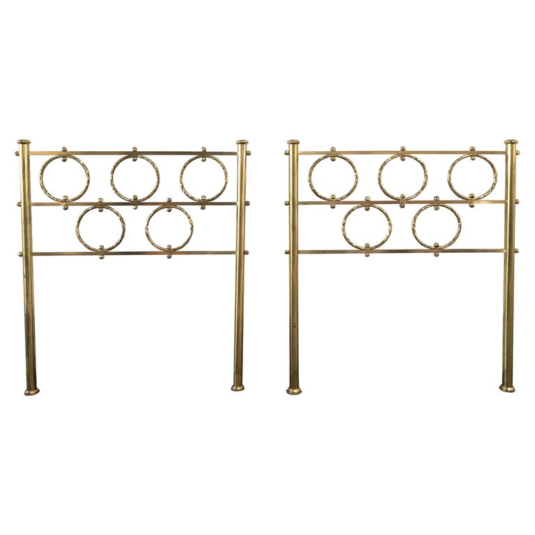 MidCentury Modern Pair of Italian Gilt Brass Bed Heads by Osvaldo