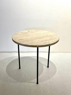 Mid-Century Modern Pair of Italian Marble & Iron Small Cocktail / End Tables