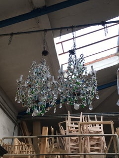 Mid-Century Modern Pair of Italian Murano Glass Chandelier with Colored Glasses