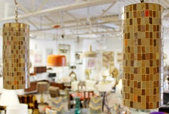 Mid-Century Modern Italian Murano Glass Tile Pendant Light Fixtures 1960s, Pair