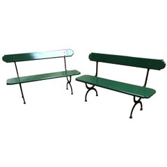 Vintage Mid-Century Modern Pair of Italian Painted Wood and Cast Iron Structure Benches