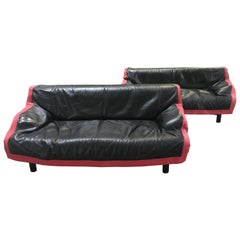 Mid-Century Modern Pair of Italian Sindbad Cassina Leather Sofas by Magistretti