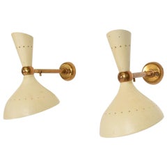 Mid-Century Modern Pair of Italian Wall Sconces after Sarfati Stilnovo, White