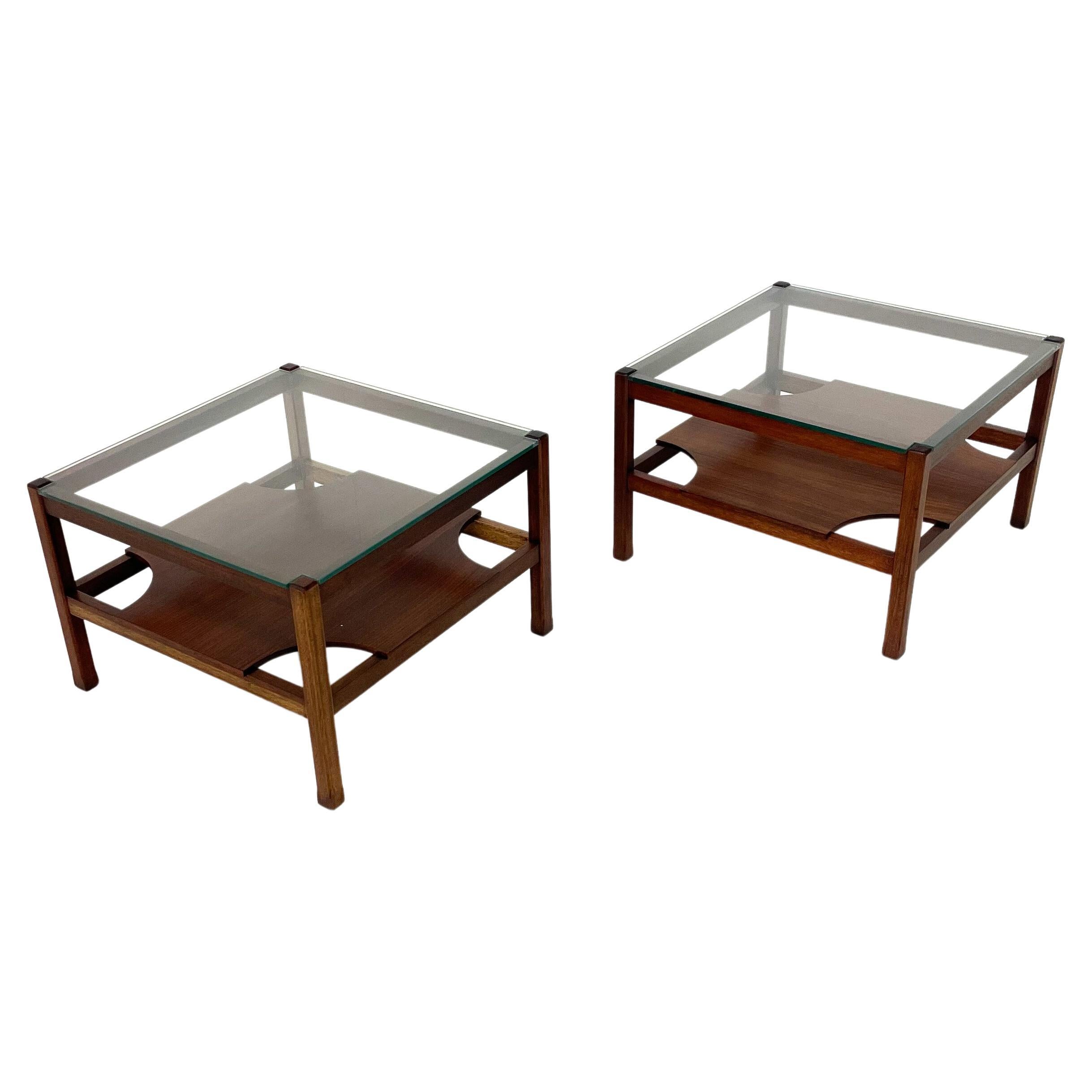 Mid-Century Modern Pair of Italian Wooden Side Table, 1960s