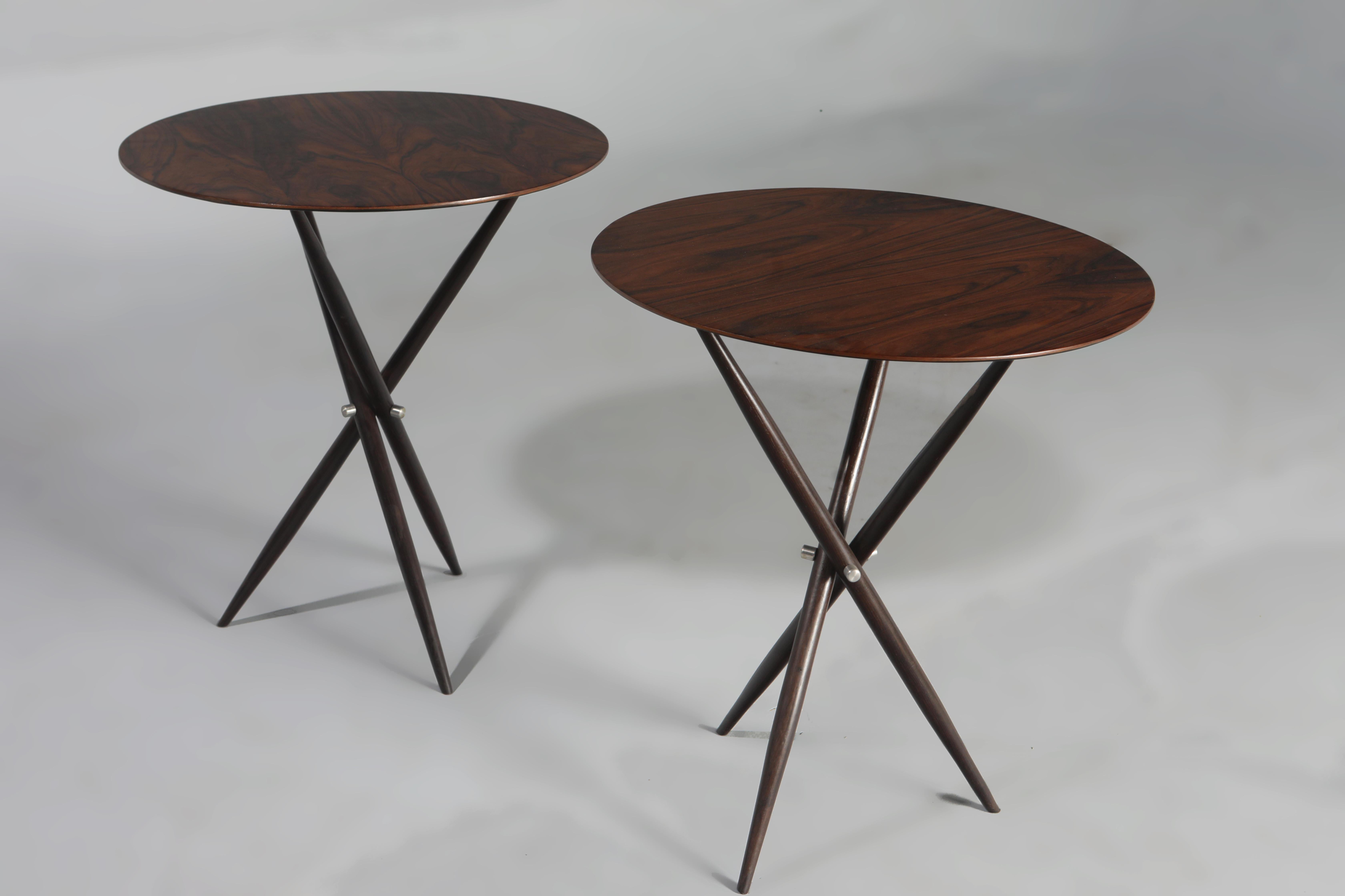 Brazilian Mid-Century Modern Pair of Janete Side Tables by Sergio Rodrigues, Brazil, 1950s