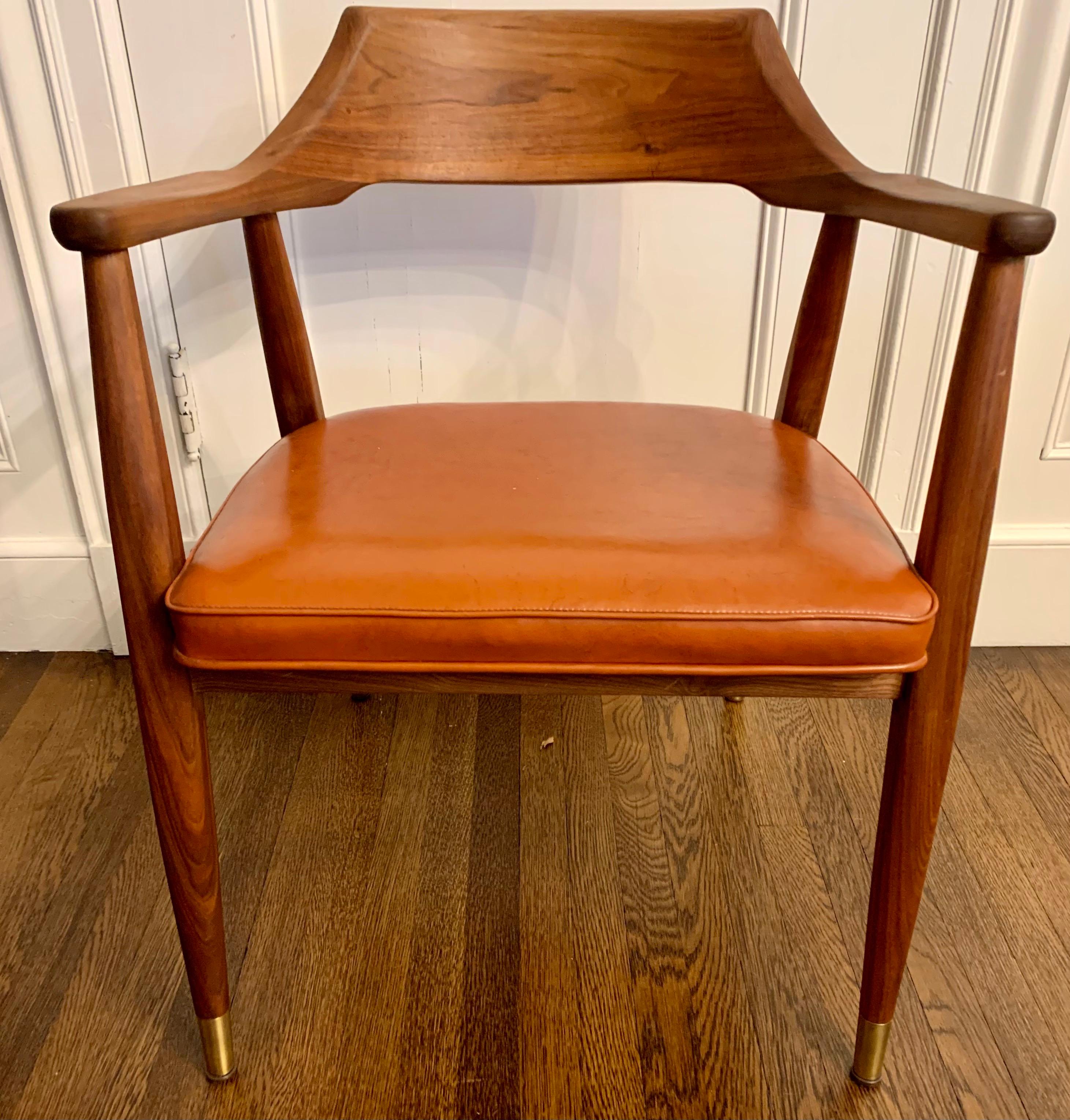 Mid-Century Modern Pair of Jasper Walnut Arm Chairs 1
