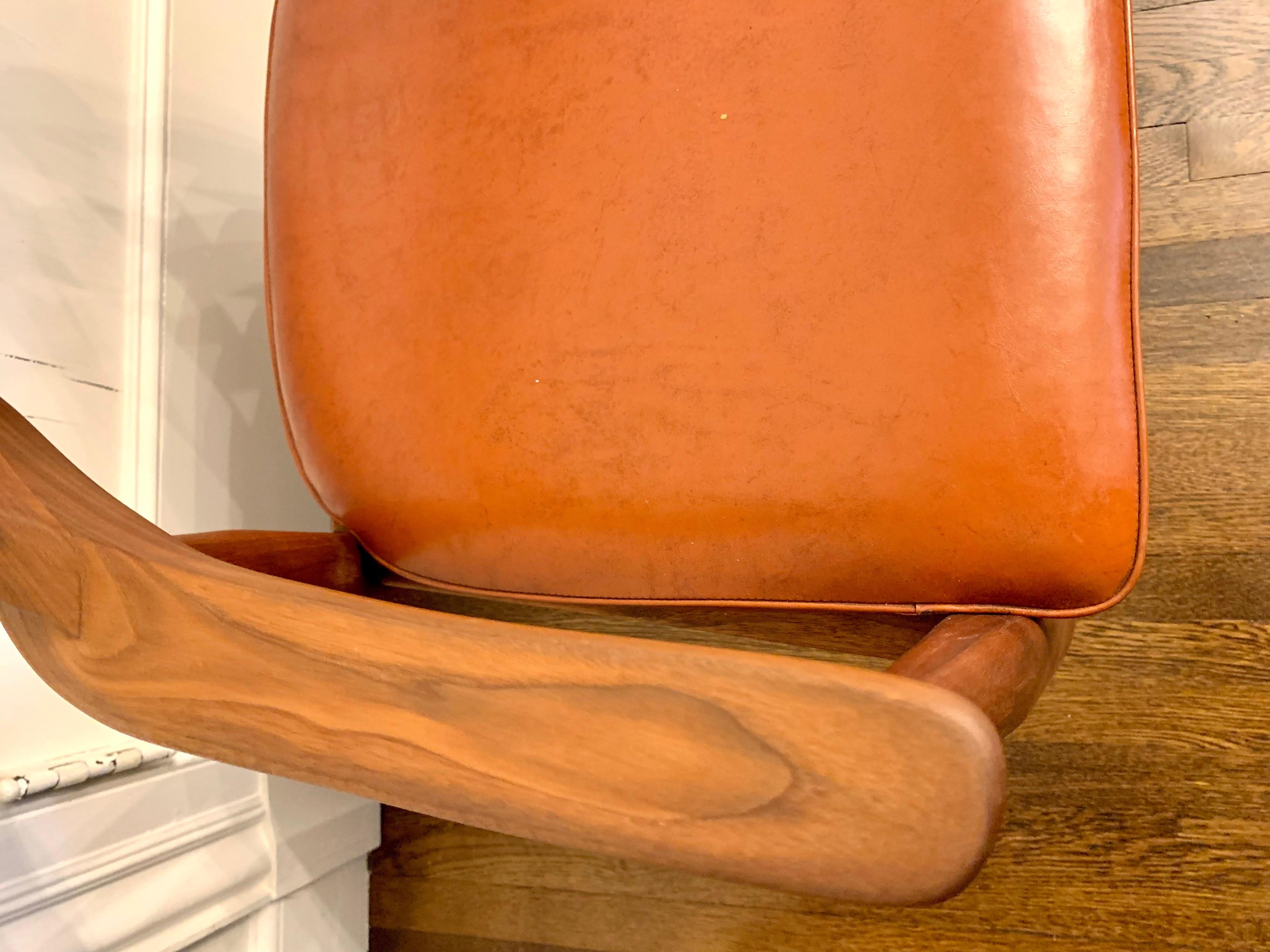 American Mid-Century Modern Pair of Jasper Walnut Arm Chairs