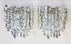 Paire d'appliques en verre et cristal de glace Kalmar Lighting des années 1960