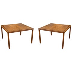 Mid Century Modern Pair of Knoll Walnut Square End Side Tables