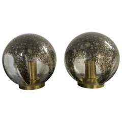 Mid-Century Modern Pair of La Murrina Table Lamps in Brass and Murano Glass
