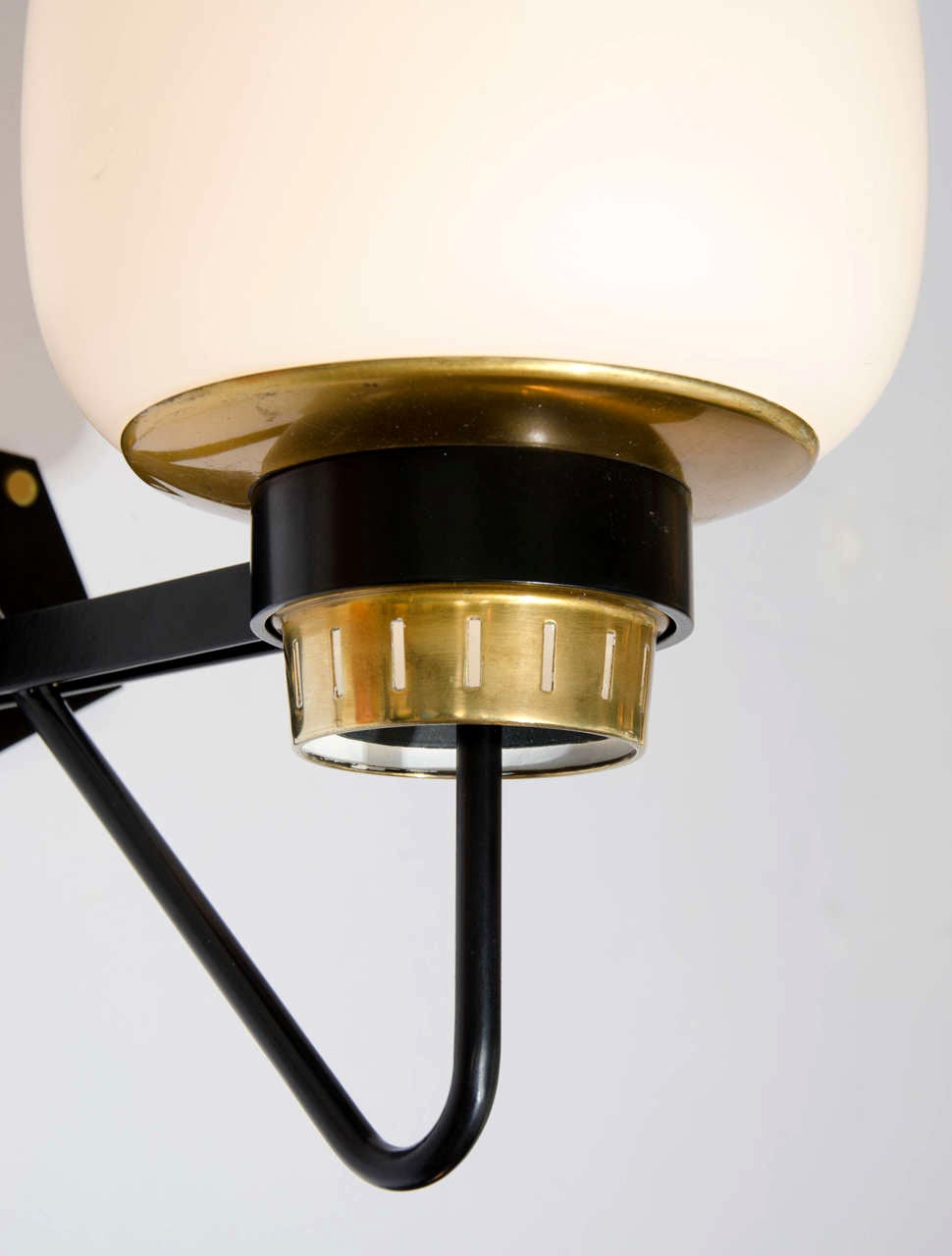 Pair of Large Opaline Wall Sconces on Black & Brass Frame In Excellent Condition In London, GB