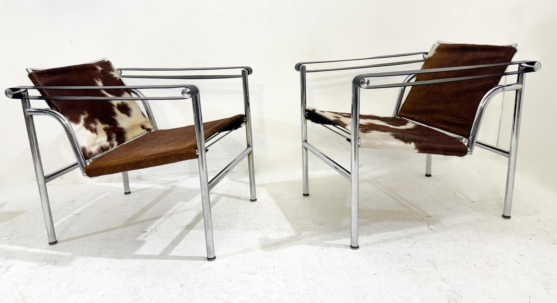 Coppia di poltrone LC1 di Le Corbusier, Pierre Jeanneret, Char In condizioni buone in vendita a Brussels, BE