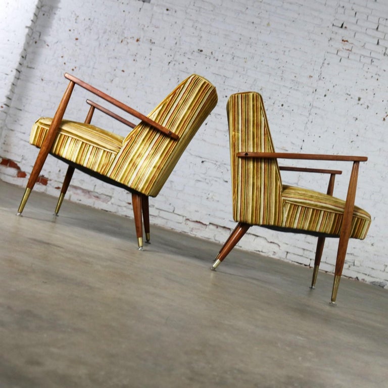 MidCentury Modern Pair of Lounge Chairs with Teak Arms and Legs and