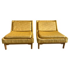 Retro Mid century modern Pair of Low Slipper lounge chairs Maple base by Conant Ball