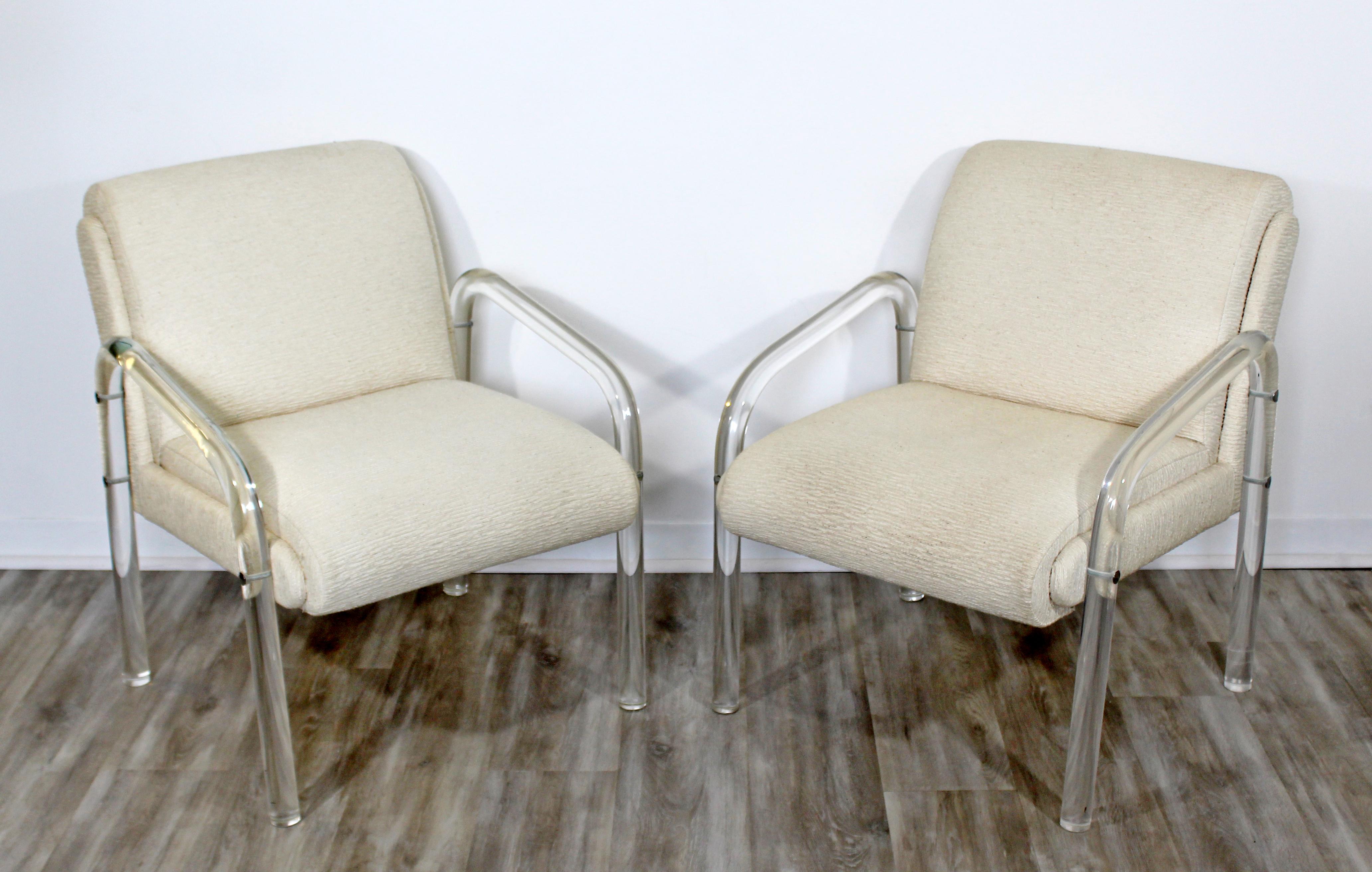 For your consideration is a lovely pair of Lucite armchairs, by Charles Hollis Jones for Hill Mfg, circa the 1970s. In excellent condition. The dimensions are 26