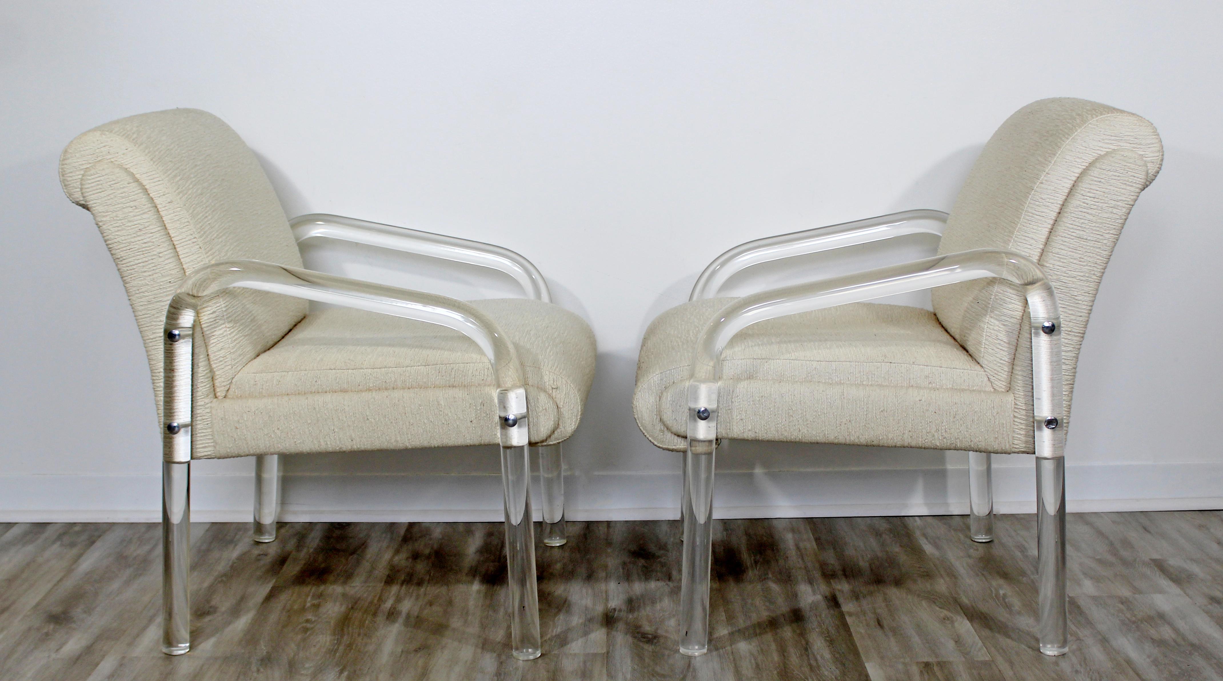 American Mid-Century Modern Pair of Lucite Armchairs Charles Hollis Jones Hill Mfg, 1970s