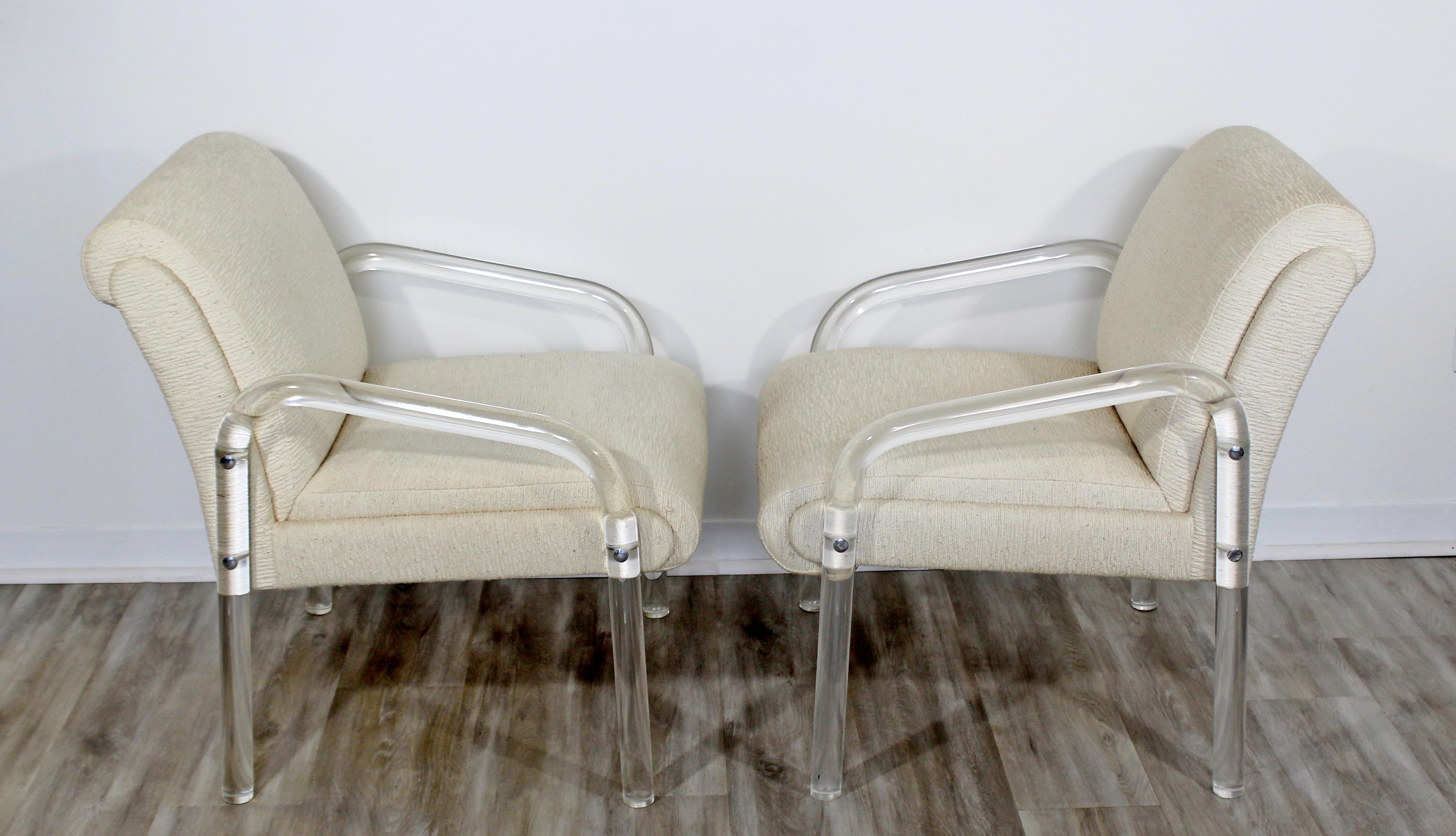 Mid-Century Modern Pair of Lucite Armchairs Charles Hollis Jones Hill Mfg, 1970s In Good Condition In Keego Harbor, MI