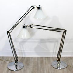 Mid-Century Modern Pair of Luxo Chrome Adjustable Table Lamps Scandinavian