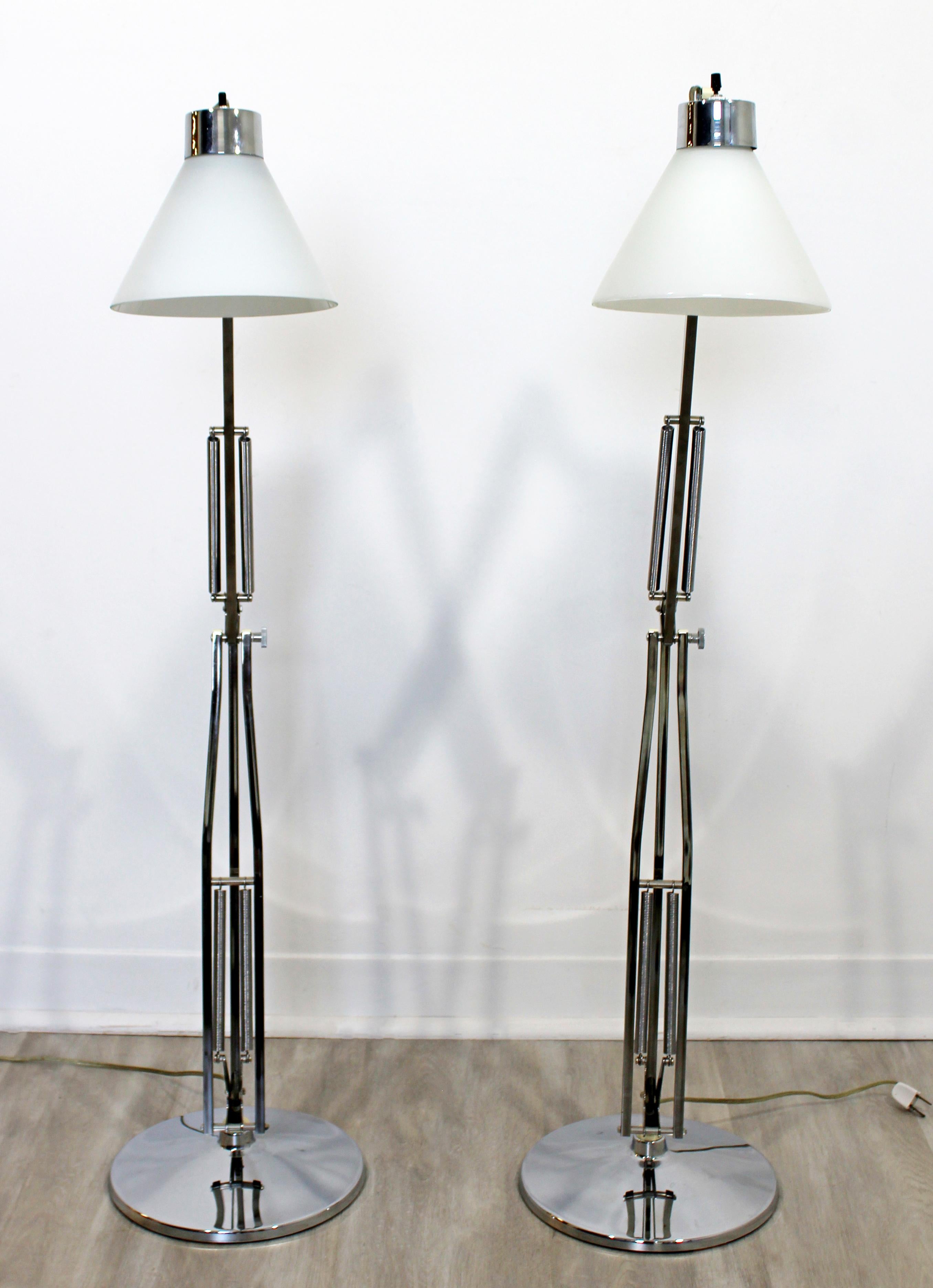 Mid-20th Century Mid-Century Modern Pair of Luxo Chrome Adjustable Table Lamps Scandinavian