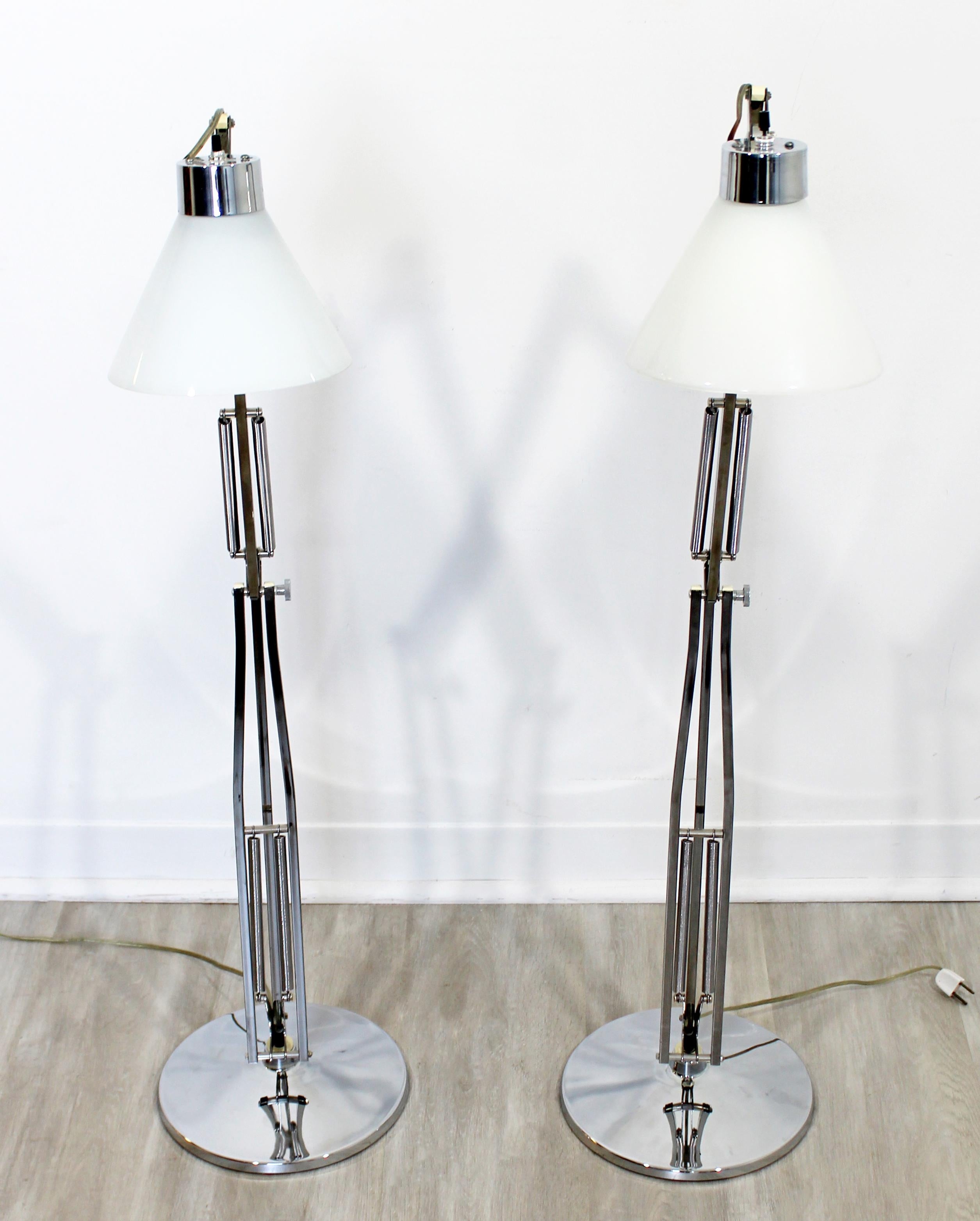 Mid-Century Modern Pair of Luxo Chrome Adjustable Table Lamps Scandinavian 1