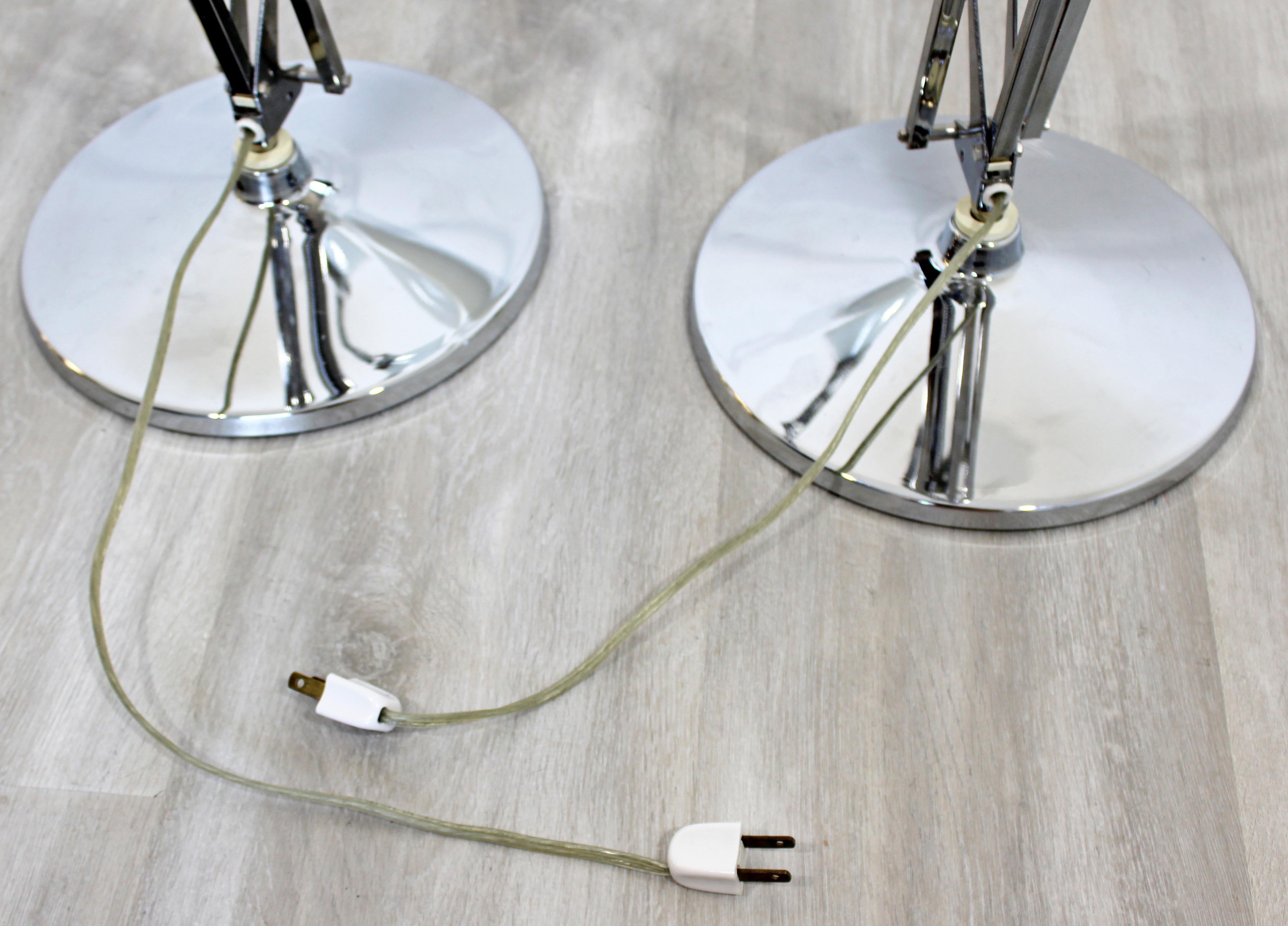 Mid-Century Modern Pair of Luxo Chrome Adjustable Table Lamps Scandinavian 4