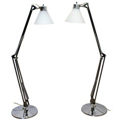 Mid-Century Modern Pair of Luxo Chrome Adjustable Table Lamps Scandinavian