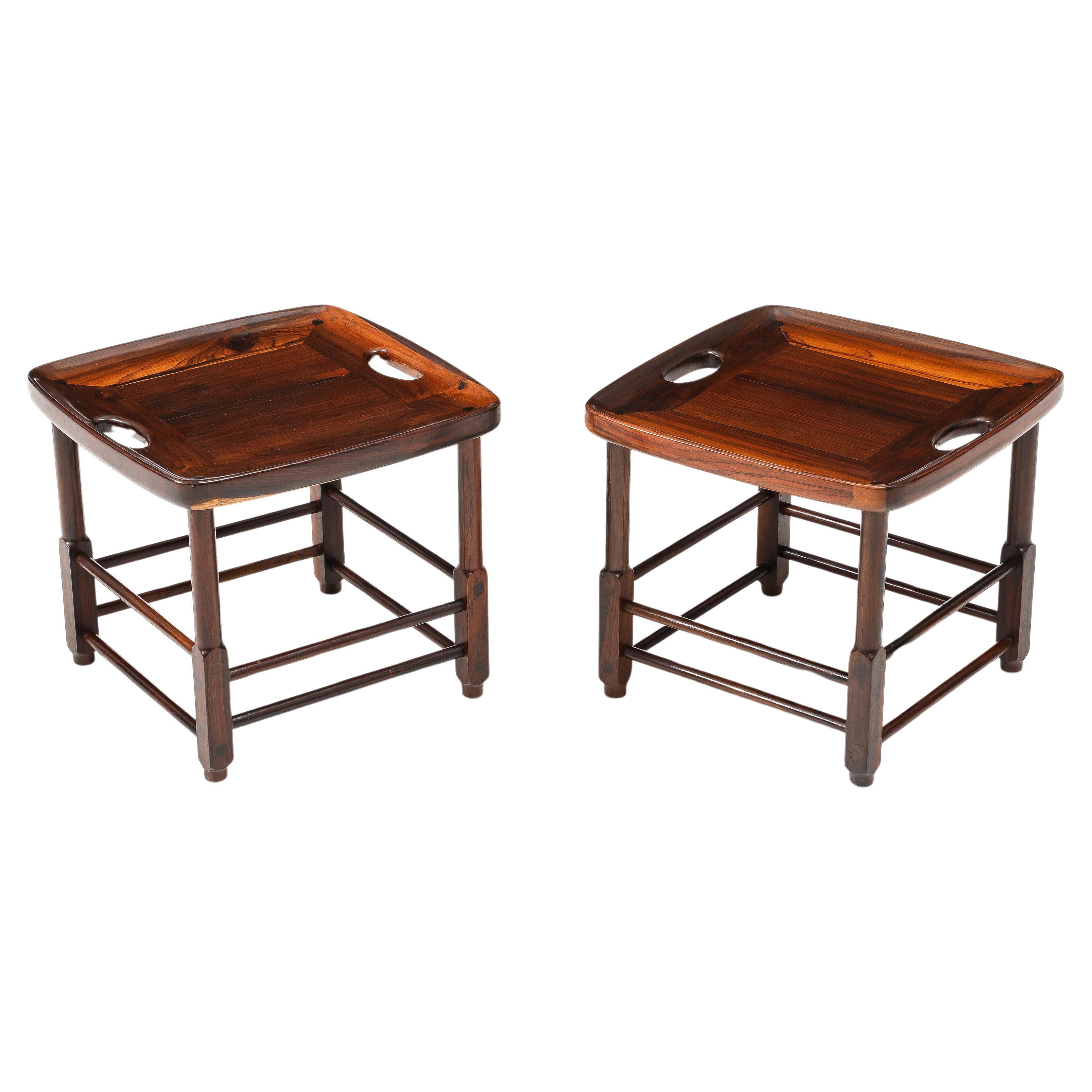 Mid-Century Modern Pair of "Magrini" Stools by Sergio Rodrigues, Brazil, 1960s