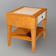Mid-Century Modern Pair of Maple Single Drawer End Tables by Marbella circa 1960