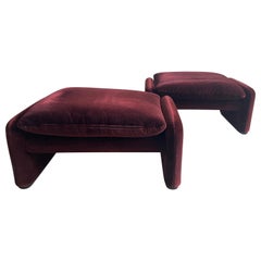 Mid-Century Modern Pair of "Maralunga" Ottomans by Vico Magistretti for Cassina