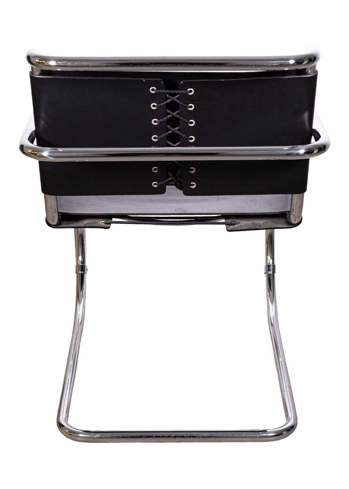 20th Century Mid-Century Modern Pair of Miesvan Der Rohe Chrome & Leather Mr Lounge Chairs
