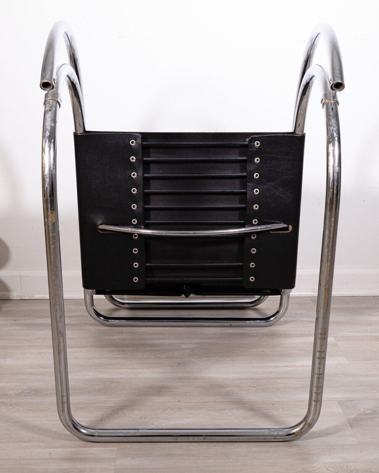 Mid-Century Modern Pair of Miesvan Der Rohe Chrome & Leather Mr Lounge Chairs For Sale 5