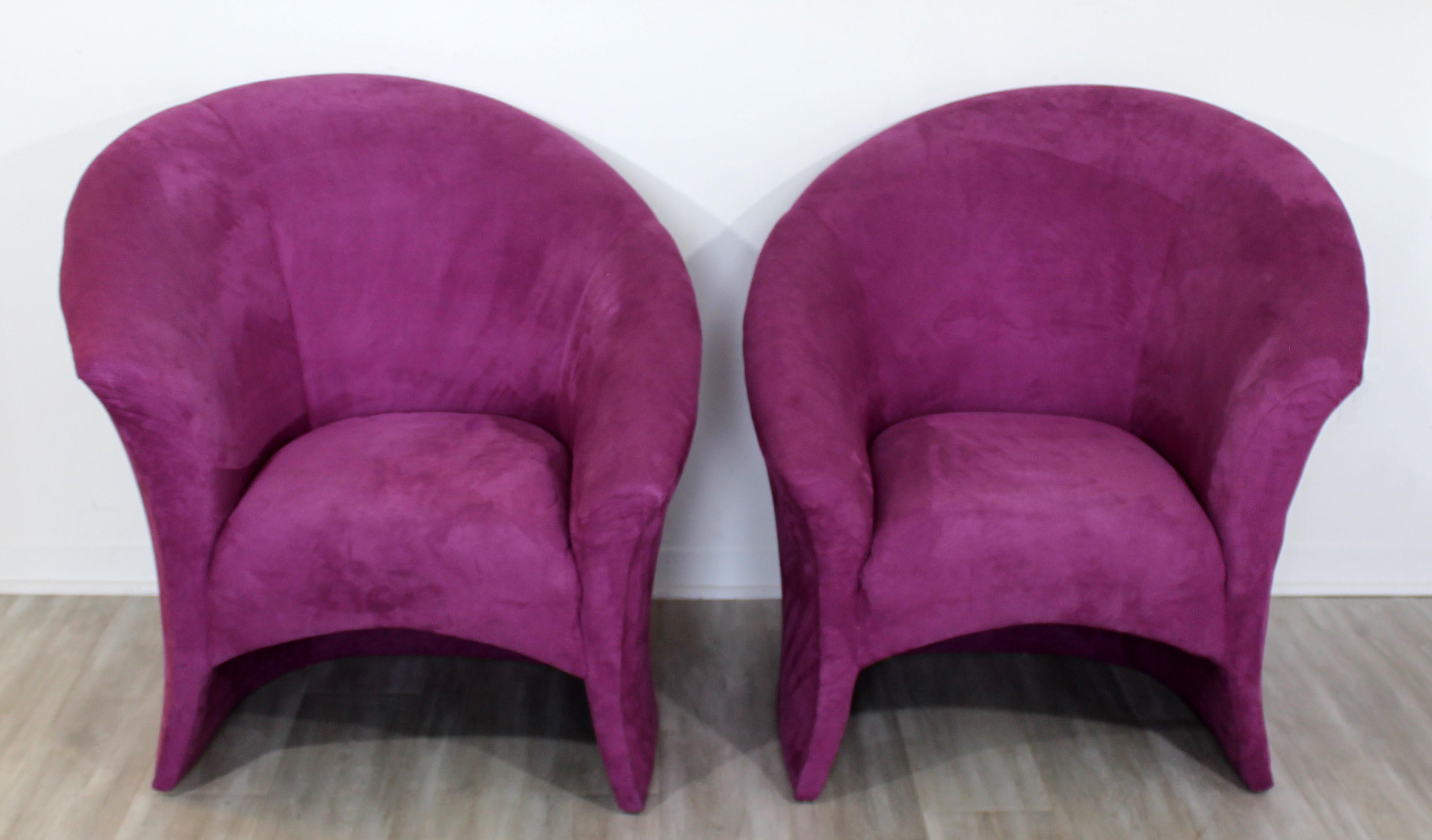 American Mid-Century Modern Pair of Milo Baughman Thayer Coggin Purple Accent Chairs