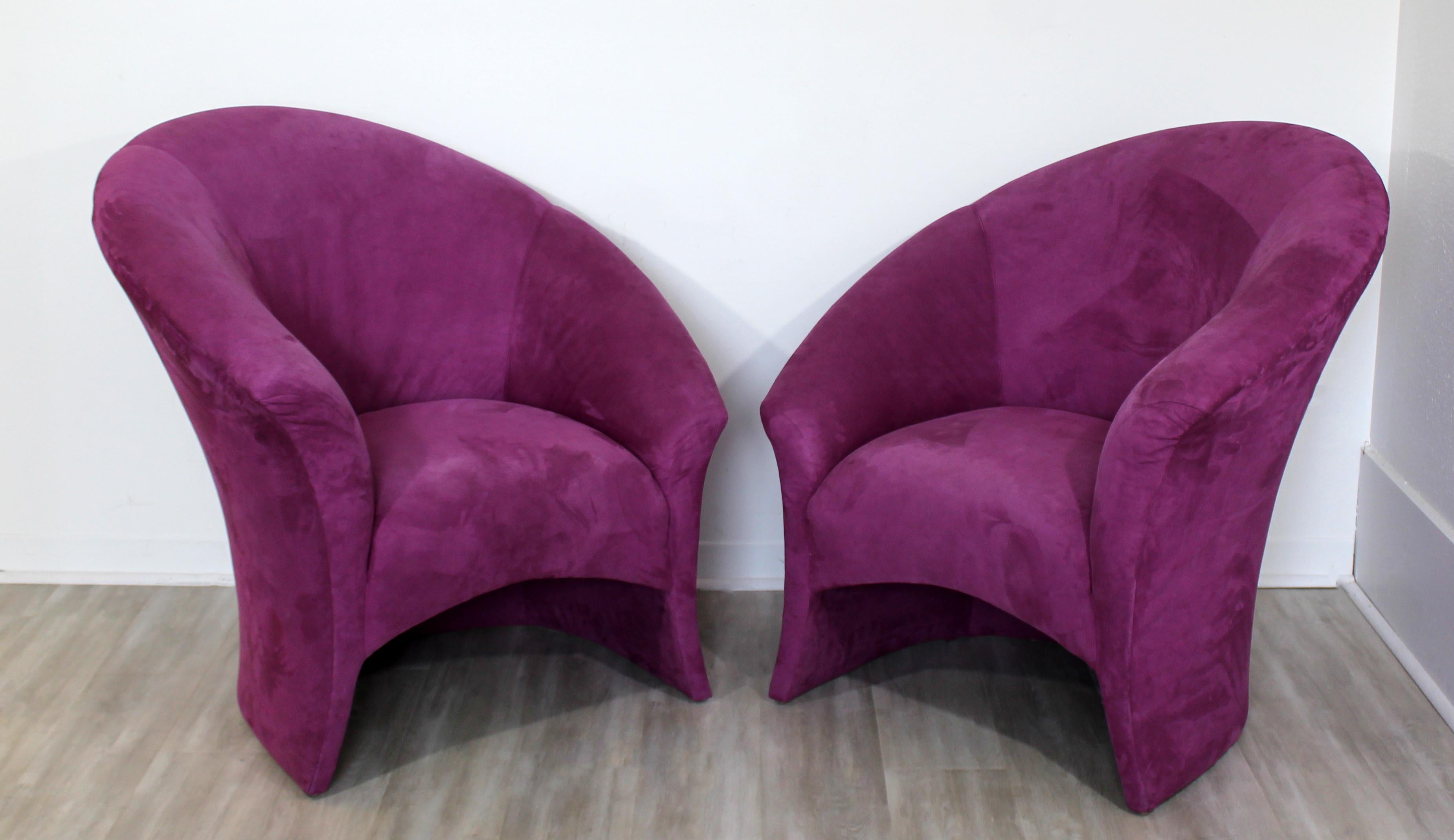 Mid-Century Modern Pair of Milo Baughman Thayer Coggin Purple Accent Chairs In Good Condition In Keego Harbor, MI