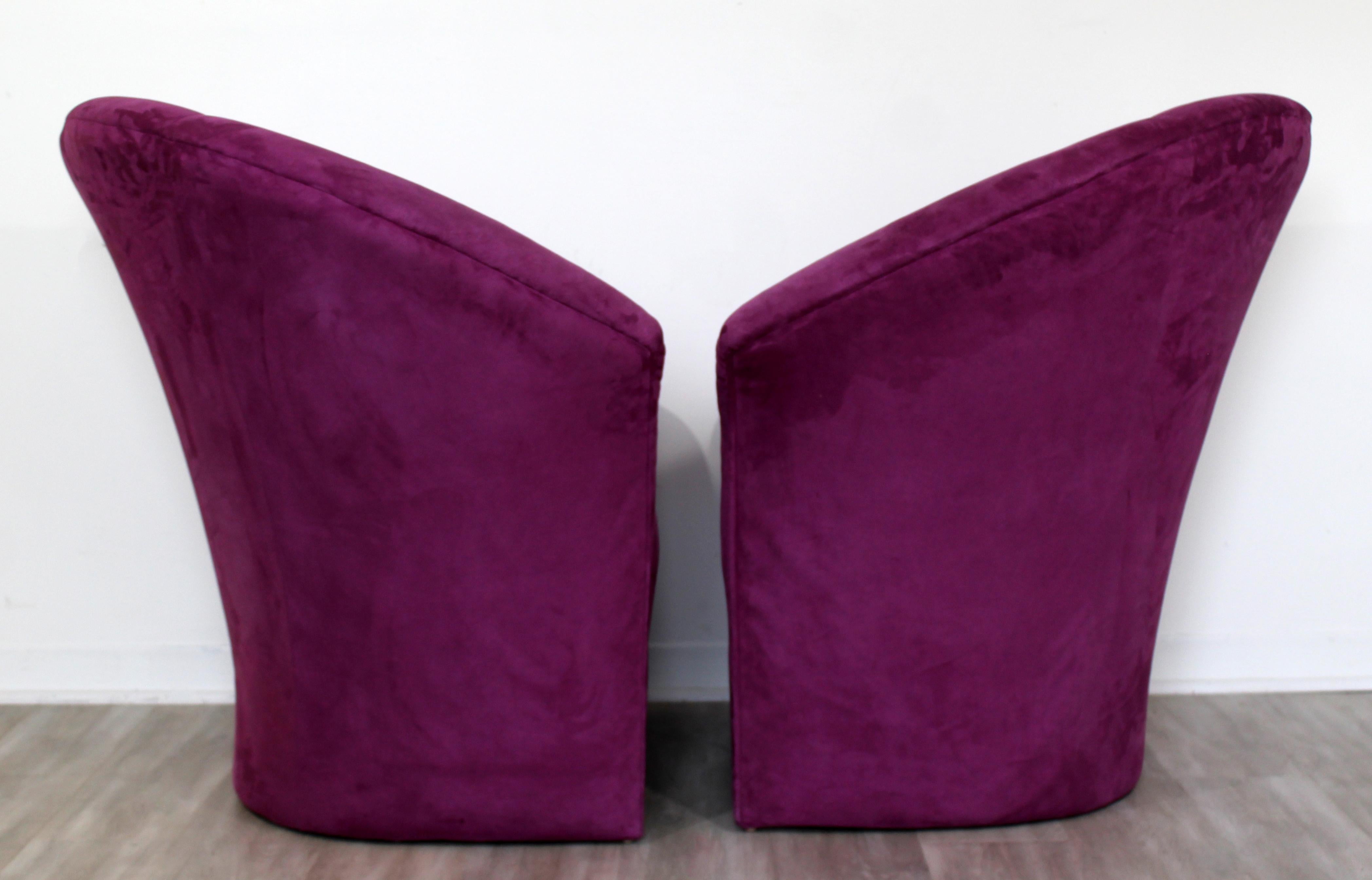 Late 20th Century Mid-Century Modern Pair of Milo Baughman Thayer Coggin Purple Accent Chairs
