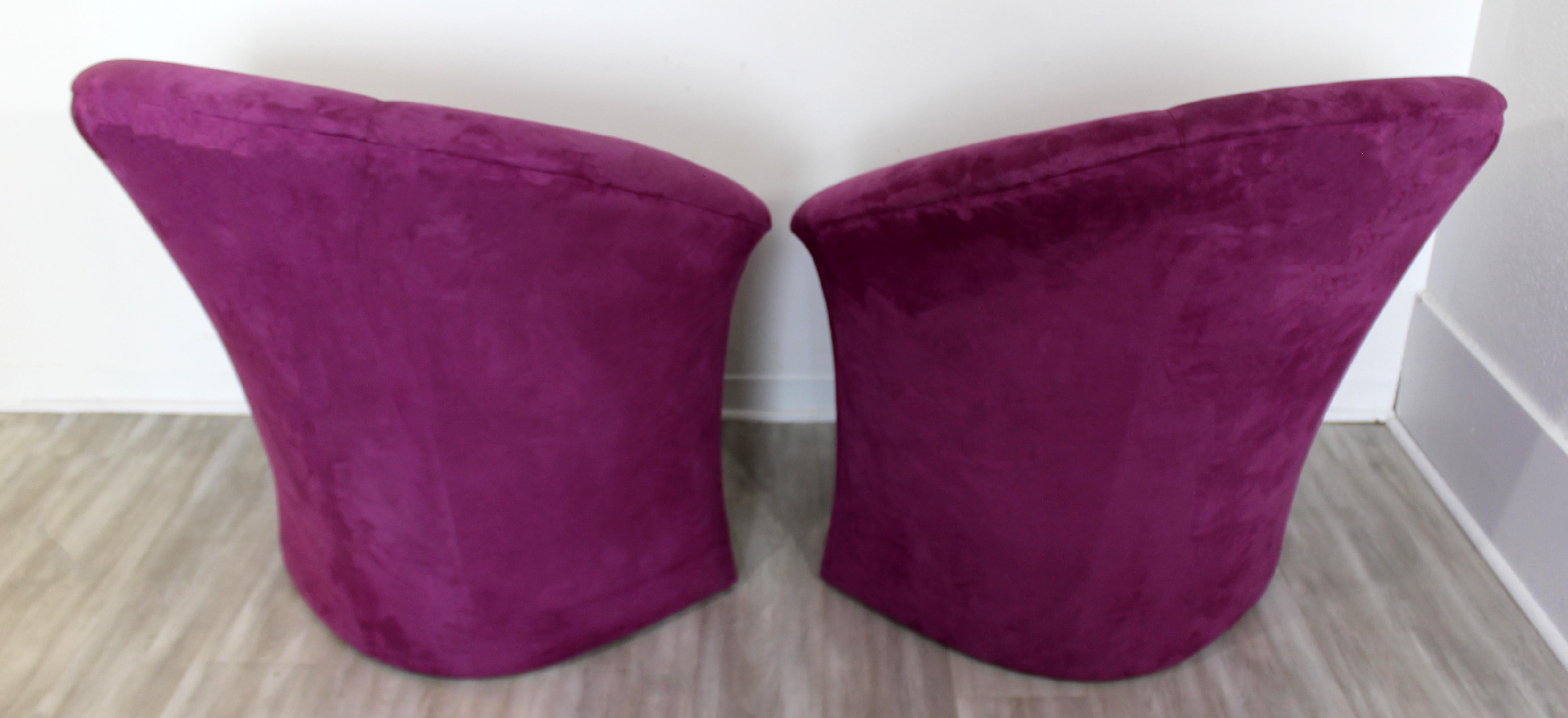 Fabric Mid-Century Modern Pair of Milo Baughman Thayer Coggin Purple Accent Chairs