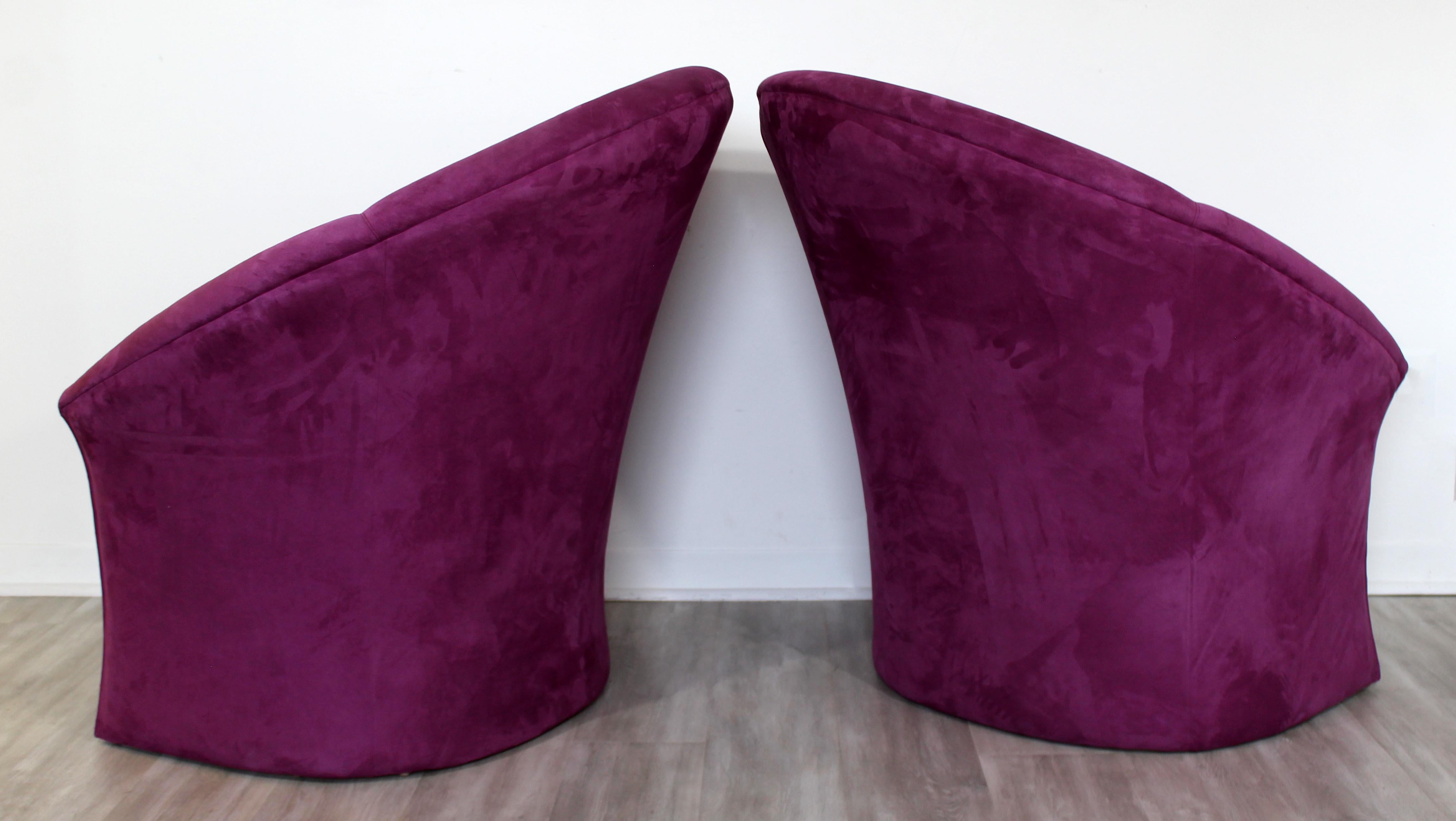 Mid-Century Modern Pair of Milo Baughman Thayer Coggin Purple Accent Chairs 1