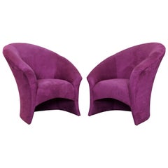 Mid-Century Modern Pair of Milo Baughman Thayer Coggin Purple Accent Chairs