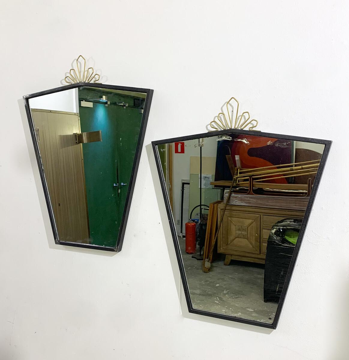 Mid-20th Century Mid-Century Modern Pair of Mirrors, Italy, 1950s For Sale
