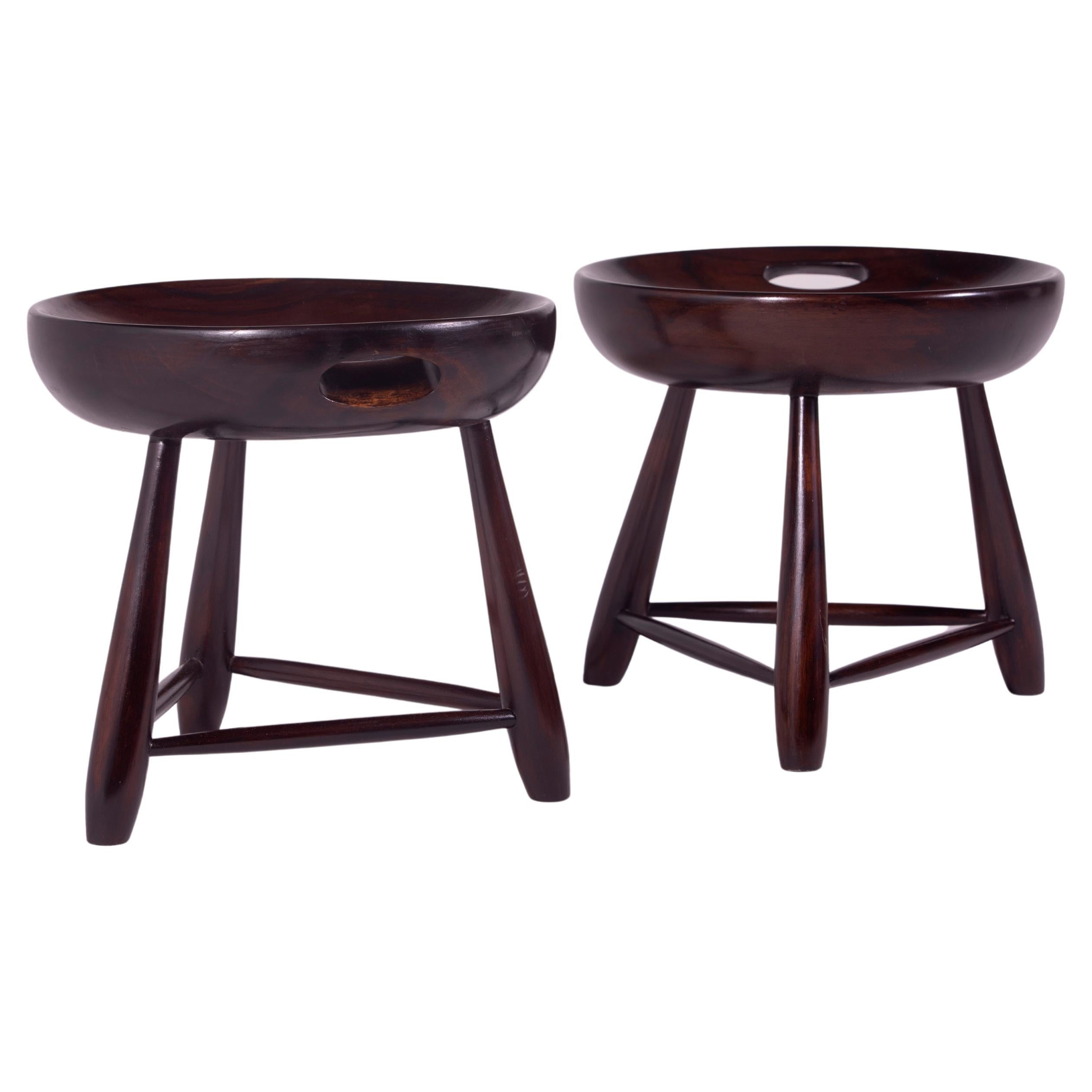 Mid-Century Modern Pair of "Mocho" Stools by Sergio Rodrigues, Brazil, 1960s For Sale