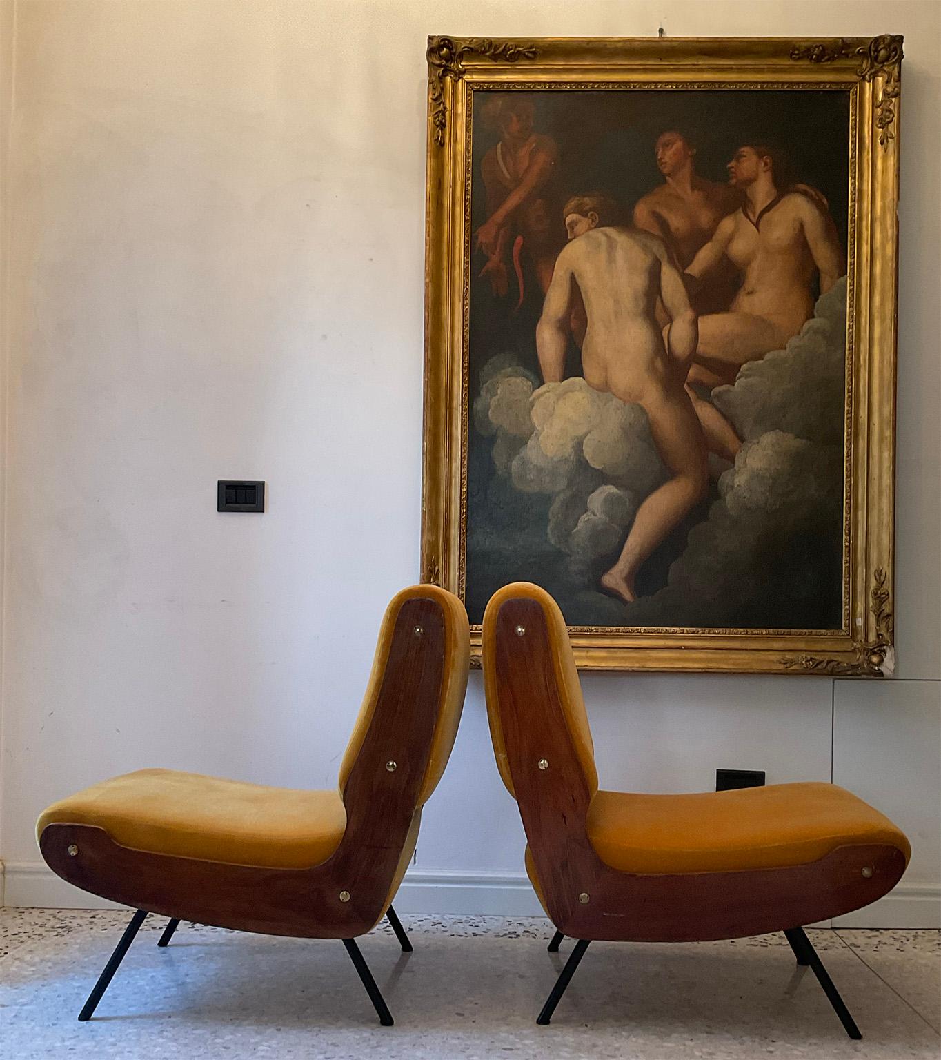 Mid-Century Modern Pair of Mod. 836 Armchairs, G. Frattini Cassina, Milano 1954 6