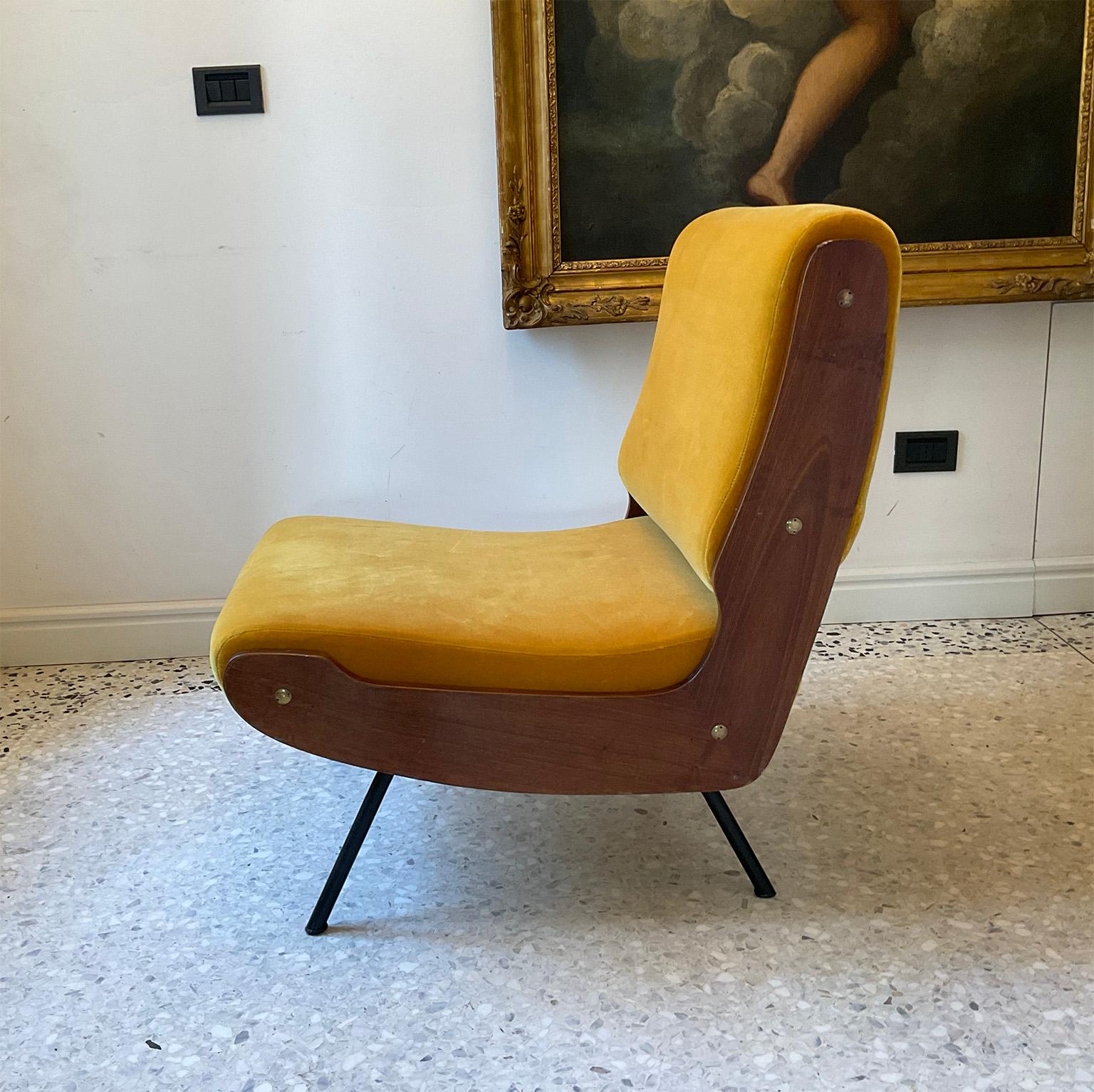 Mid-Century Modern Pair of Mod. 836 Armchairs, G. Frattini Cassina, Milano 1954 3