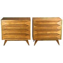 Mid-Century Modern Pair of Modernist Italian Oak Chest of Drawers