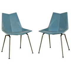 Mid-Century Modern Pair of Molded Fiberglass Origami Side Chairs by Paul McCobb