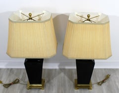 Mid-Century Modern Pair of Morris Greenspan Asian Ceramic Table Lamps, 1970s