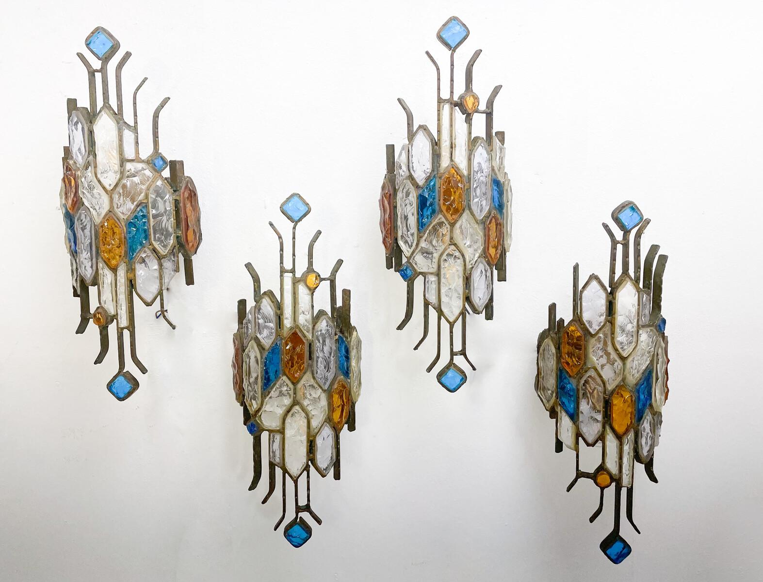 Mid-Century Modern Pair of Murano Glass Sconces by Poliarte, Italy 1970s  In Good Condition In Brussels, BE