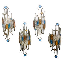 Mid-Century Modern Pair of Murano Glass Sconces by Poliarte, Italy 1970s 