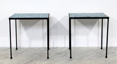 Mid-Century Modern Pair of Murano Glass Tile and Iron Side or End Tables, Italy